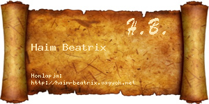 Haim Beatrix névjegykártya